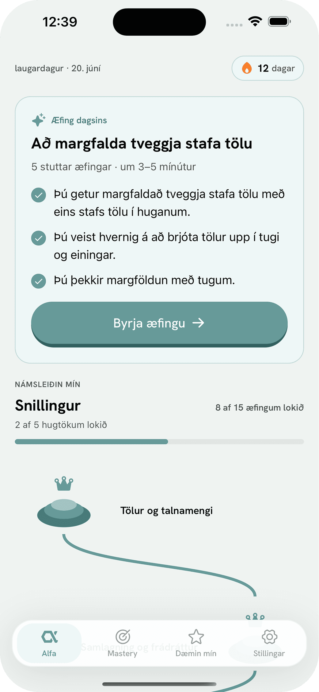 Æfing dagsins á persónulegri námsleið í Alfa
