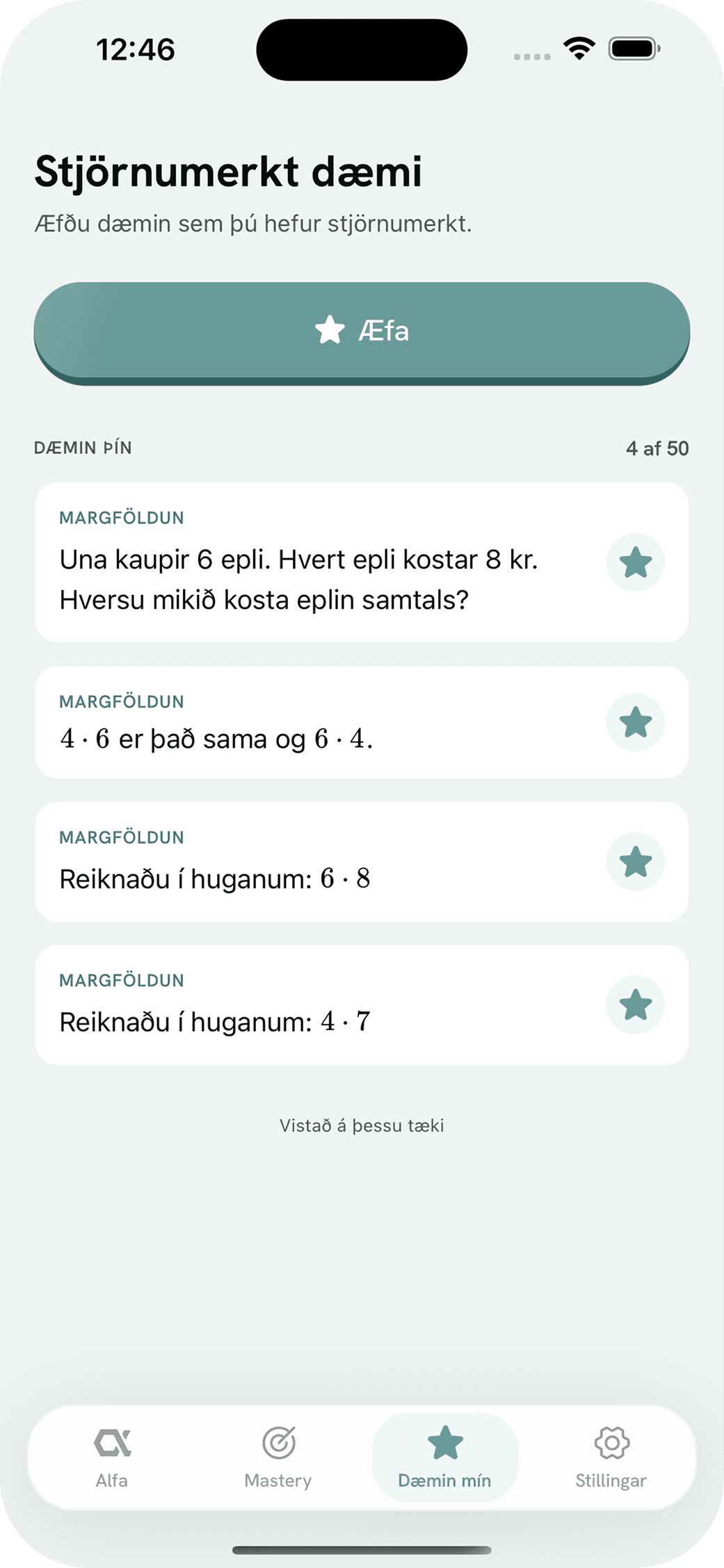 Stjörnumerkt dæmi í Alfa