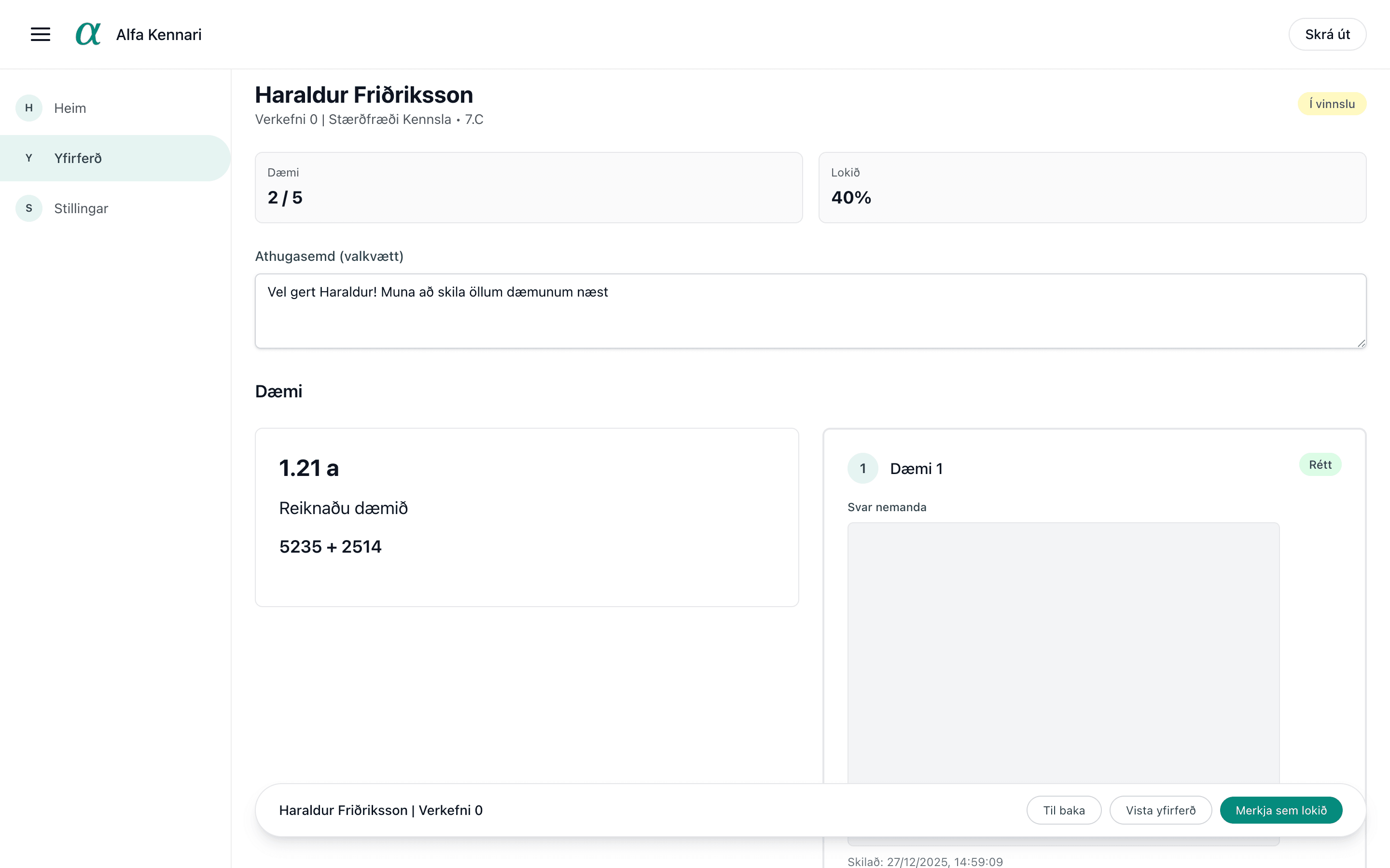 Kennaravettvangur — Innsendingar